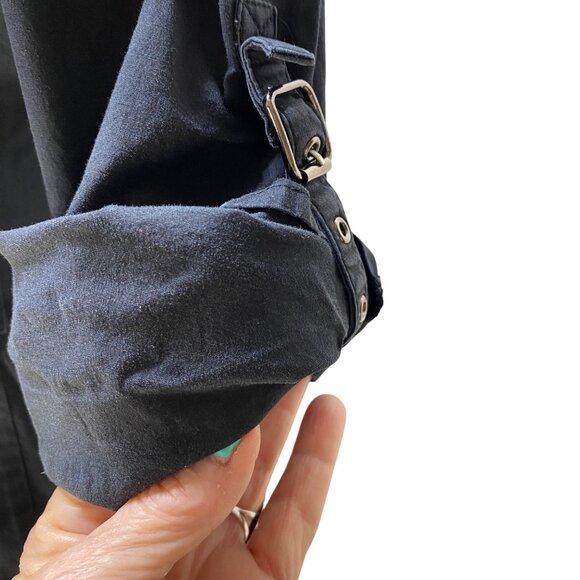 Tahari Arthur S Levine Black Long-Sleeve Button-Up Shirt Dress Pockets Y2K 90s - Picture 5 of 10